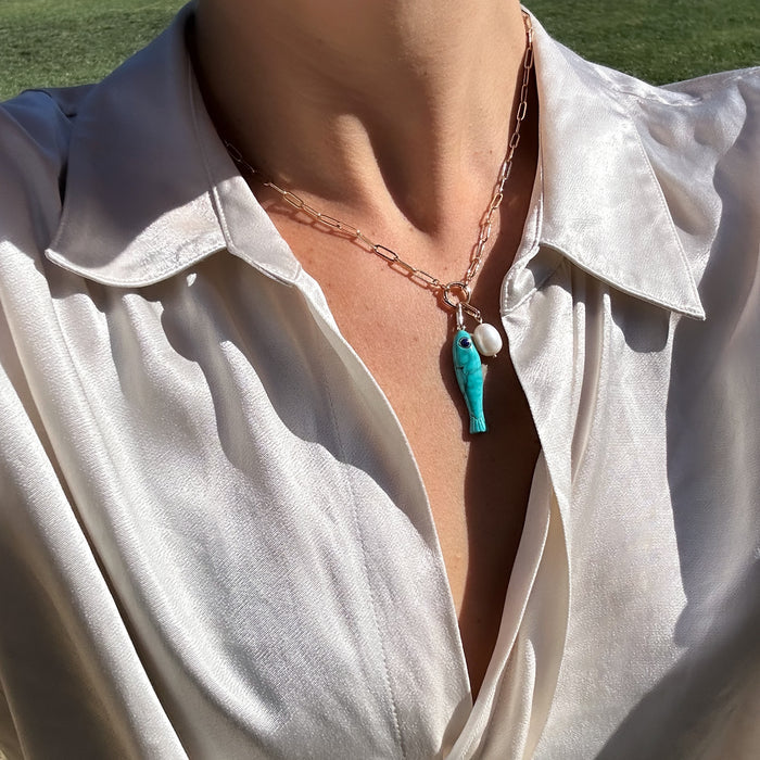 Fortuna Howlite Fish Colette Necklace