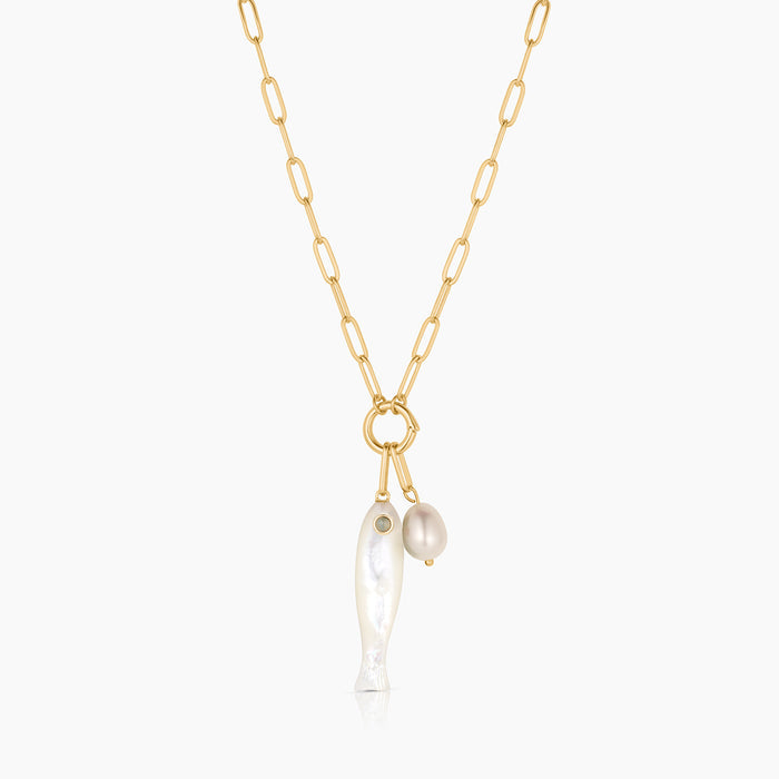Fortuna Mother Of Pearl Fish Colette Necklace