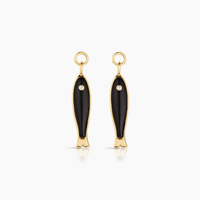 Fortuna Onyx Fish Earring Charms