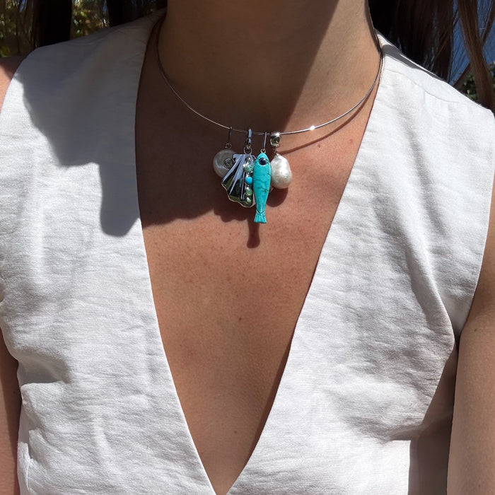 Fortuna Silver Howlite Fish