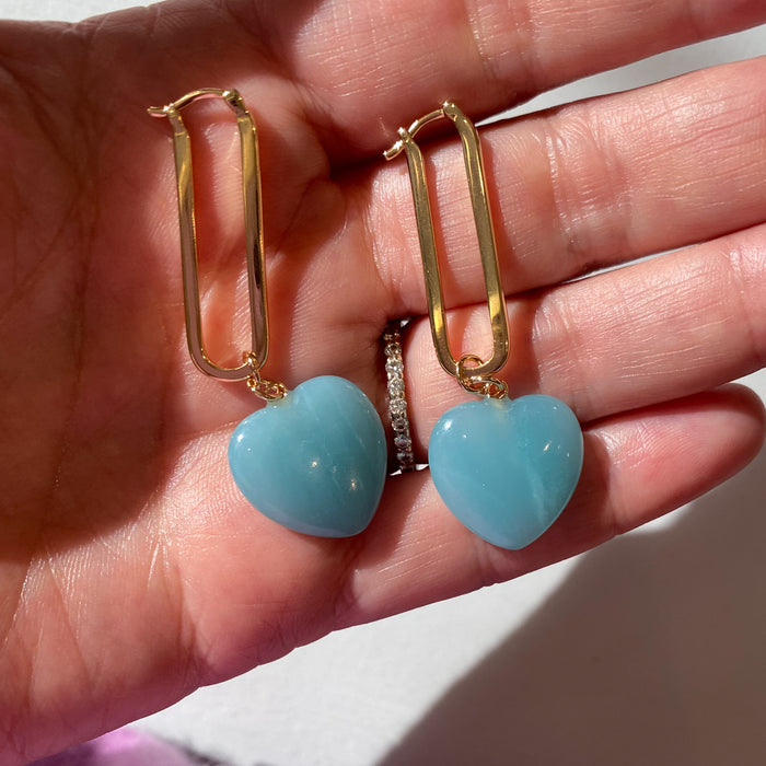 Gemma Amazonite Heart Earrings