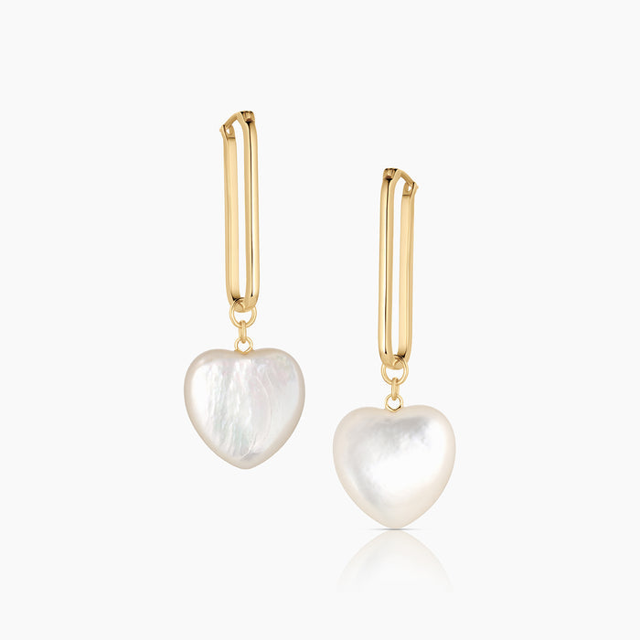 Gemma Mother Of Pearl Heart Earrings