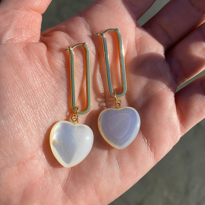 Gemma Mother Of Pearl Heart Earrings