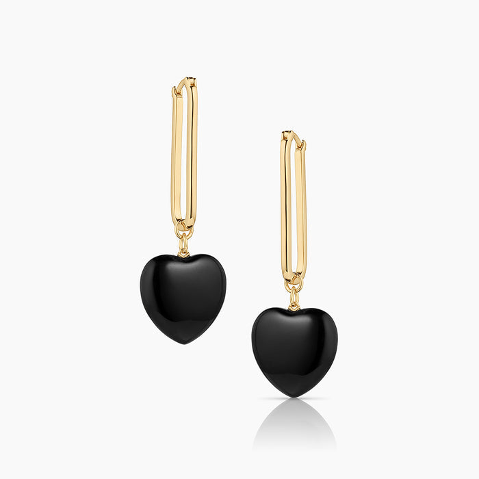 Gemma Onyx Heart Earrings