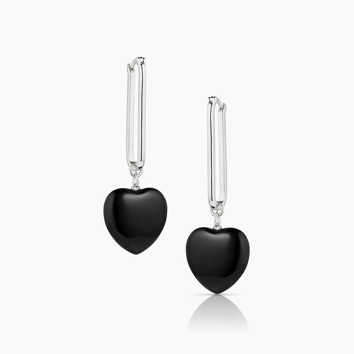 Gemma Onyx Heart Earrings