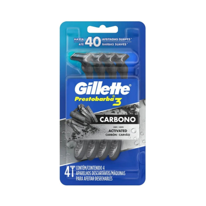 Gillette Prestobarba 3 Filos Carbono X 4 Unidades