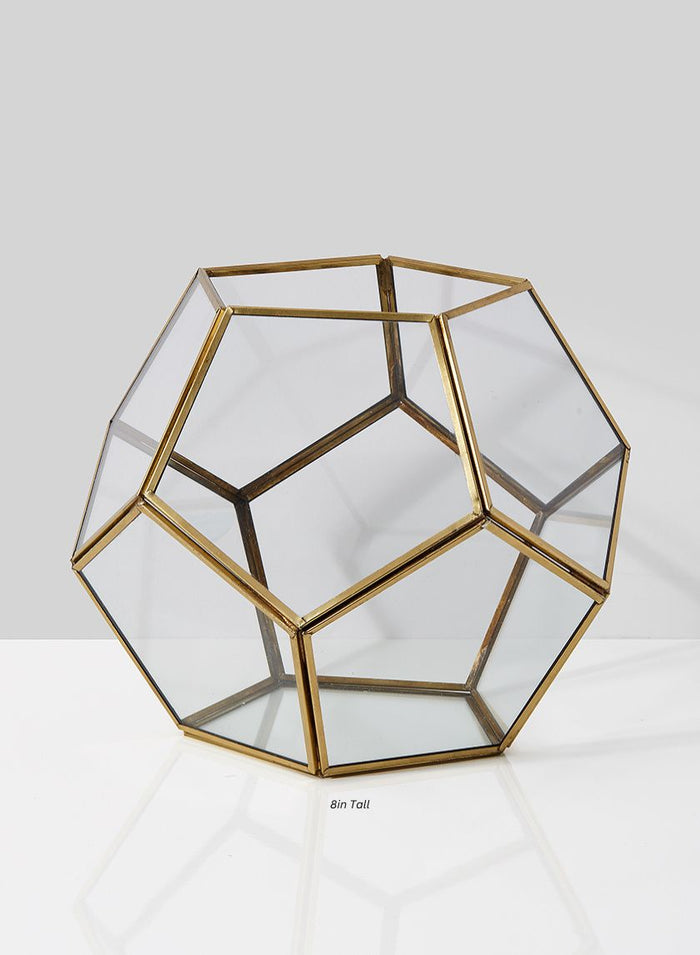 Glass Honeycomb Candleholder Decor Jamali Garden Clear and Gold 8in Tall EACH