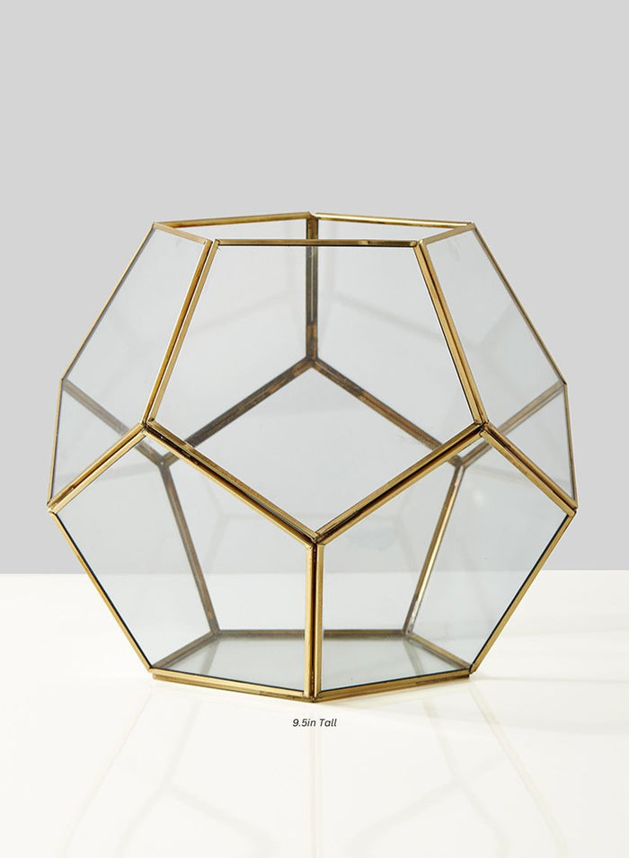 Glass Honeycomb Candleholder Decor Jamali Garden Clear and Gold 9.5in Tall EACH