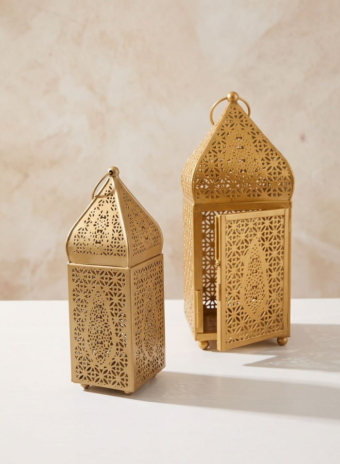 Gold Alhambra Square Lantern Decor Jamali Garden