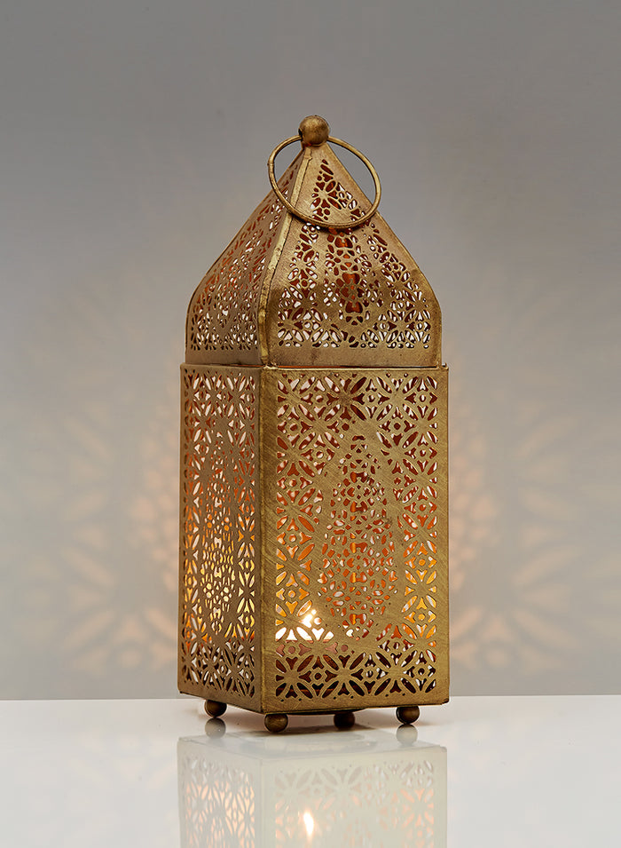 Gold Alhambra Square Lantern Decor Jamali Garden