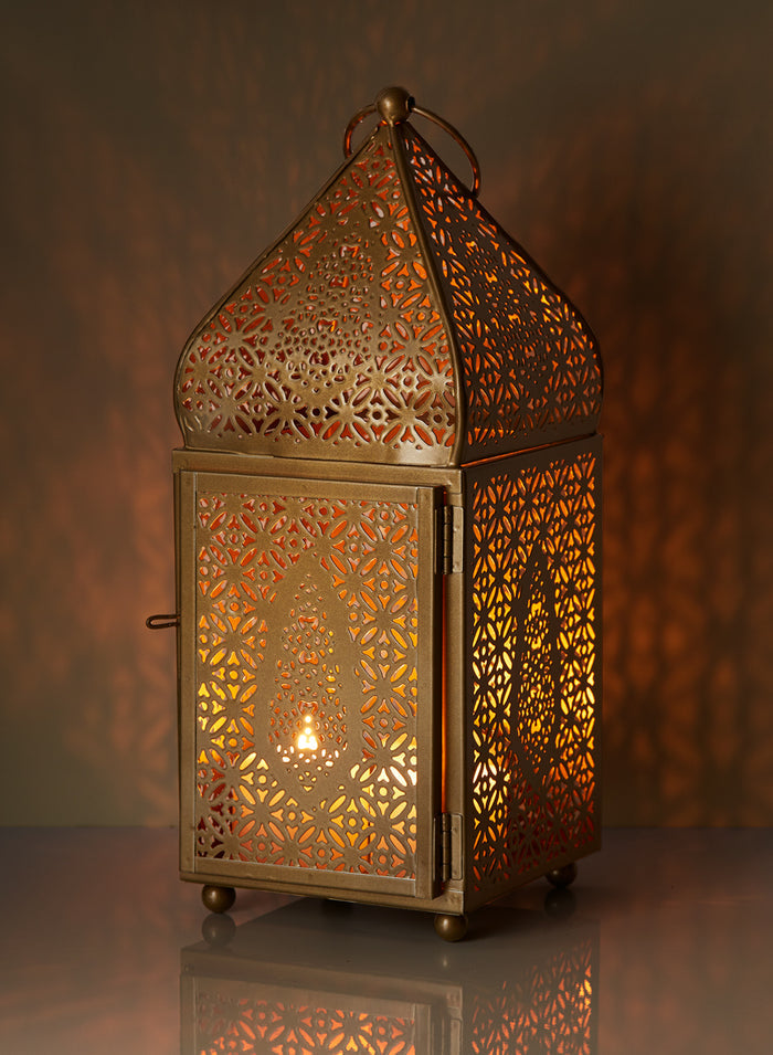 Gold Alhambra Square Lantern Decor Jamali Garden