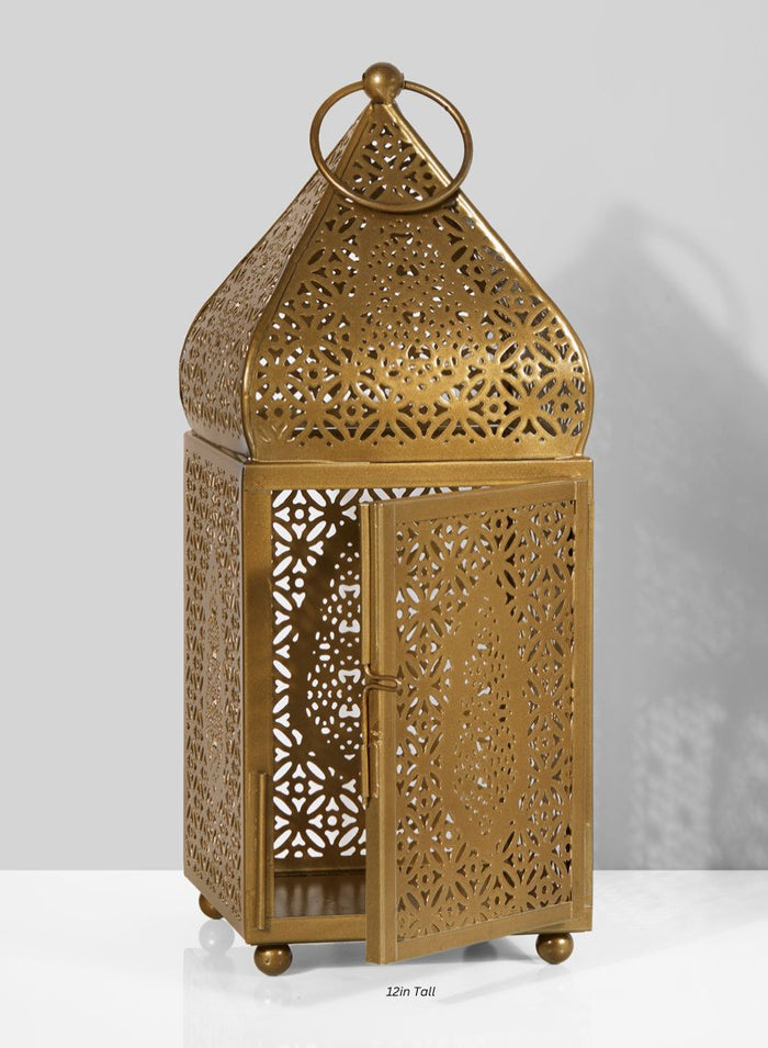 Gold Alhambra Square Lantern Decor Jamali Garden Antique Gold 12in Tall EACH