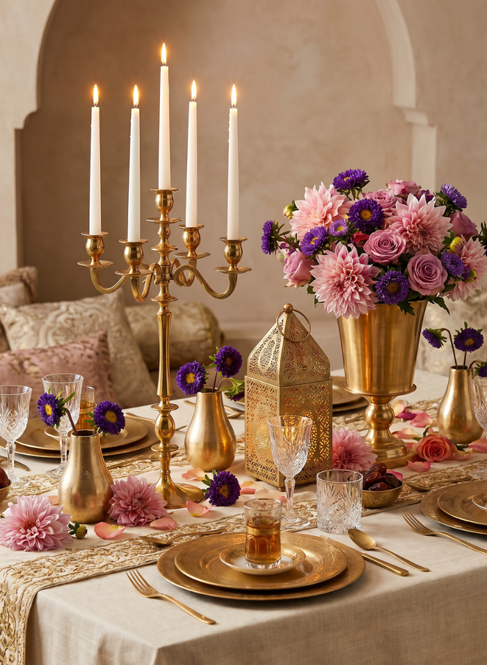 Gold Alhambra Square Lantern Decor Jamali Garden