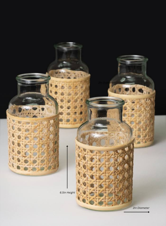 Clear Glass and BurlyWood / 6.5in Tall / SET OF 4