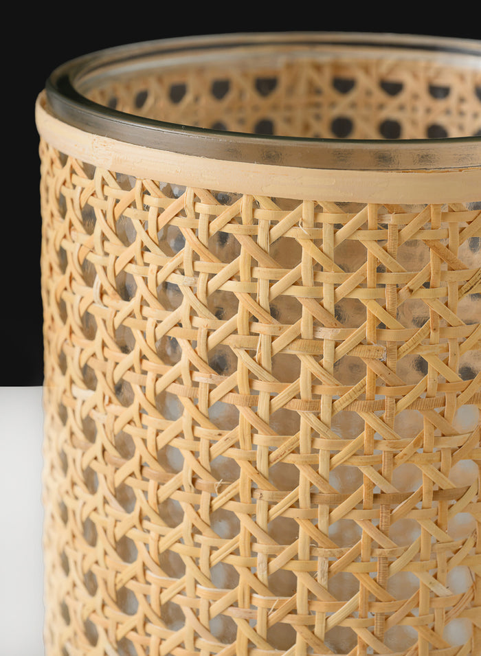 Indochine Cane Weaved Glass Cylinder Decor Jamali Garden