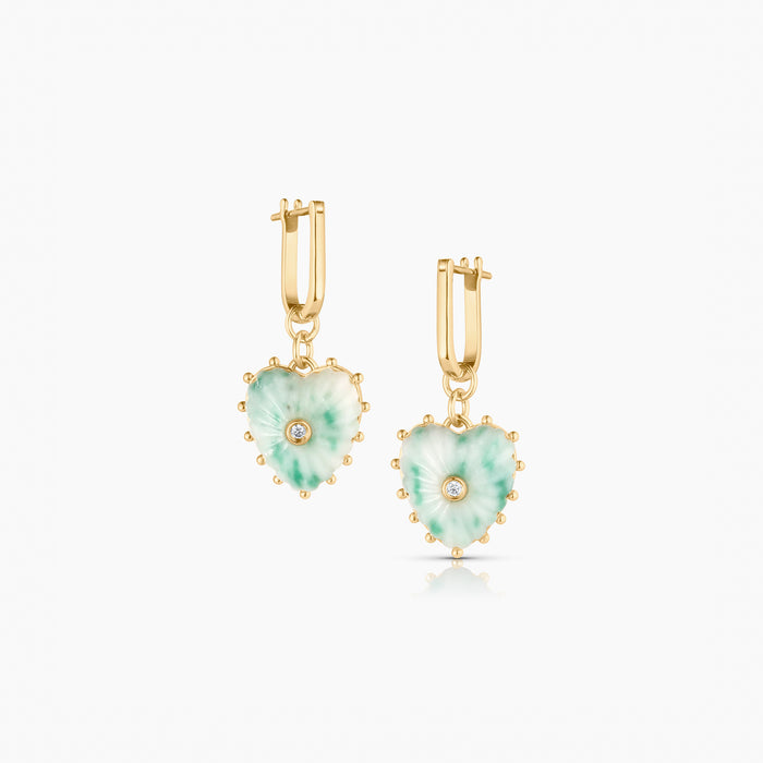 Isabel Green Dot Heart Earrings