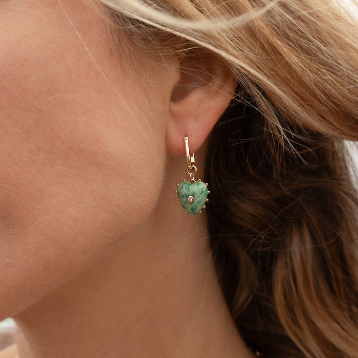 Isabel Green Dot Heart Earrings