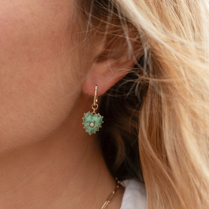 Isabel Green Dot Heart Earrings