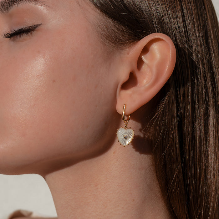 Isabel Mother Of Pearl Heart Earrings