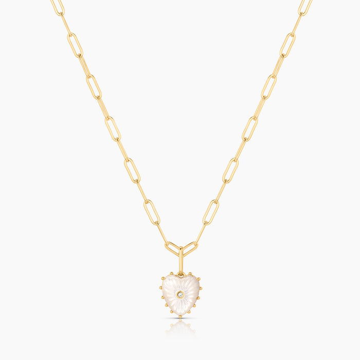 Isabel Mother Of Pearl Heart Necklace