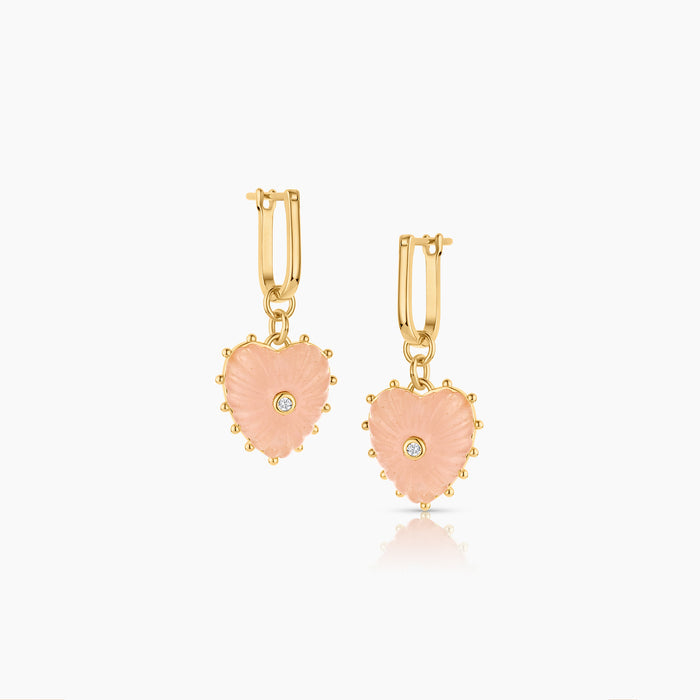Isabel Pink Jade Heart Earrings