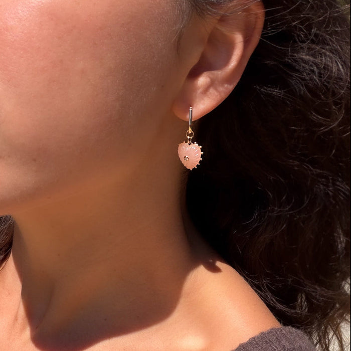Isabel Pink Jade Heart Earrings