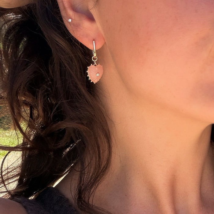 Isabel Pink Jade Heart Earrings