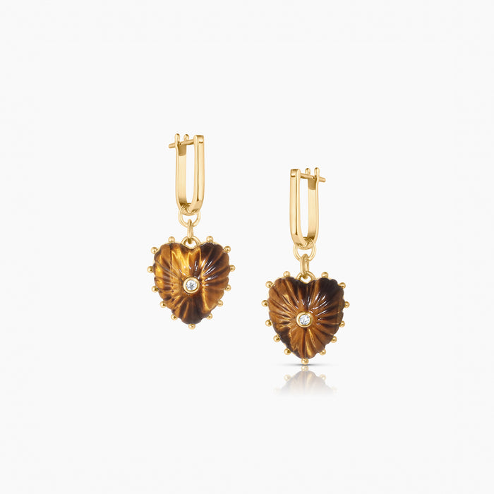 Isabel Tiger’s Eye Heart Earrings