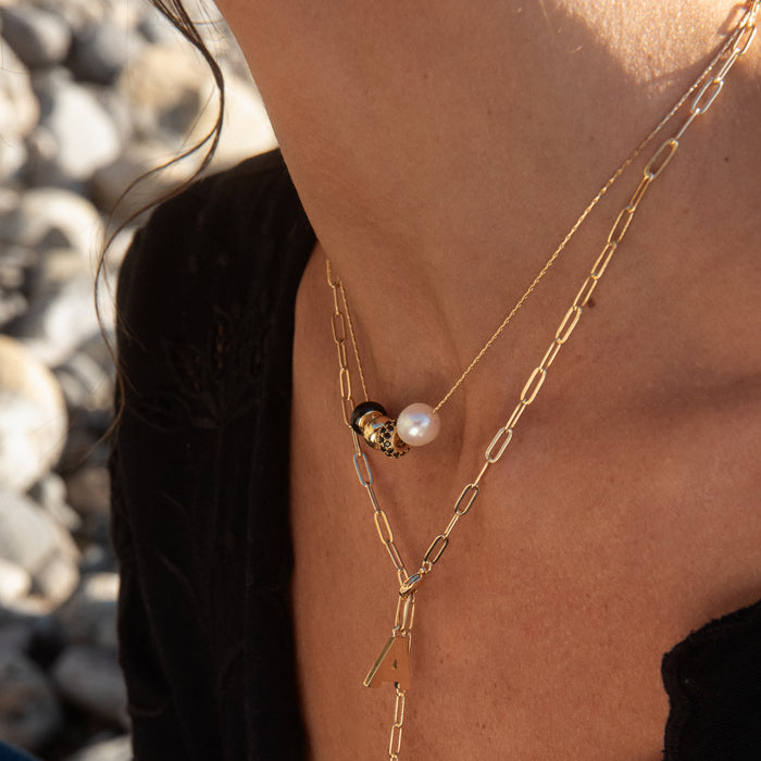 Isla Noir Bead Snake Chain Necklace