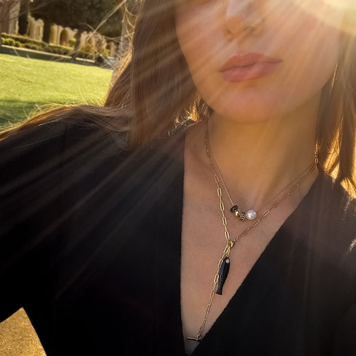Isla Noir Bead Snake Chain Necklace