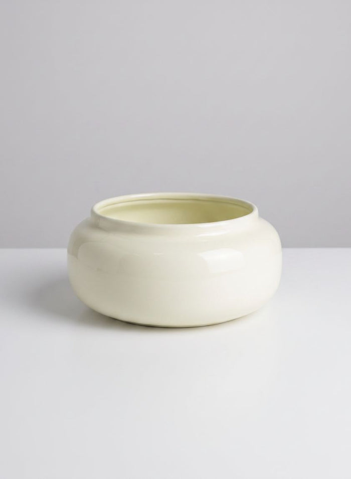 Ivory Enamel Metal Momoyama Vase and Bowl Decor Jamali Garden