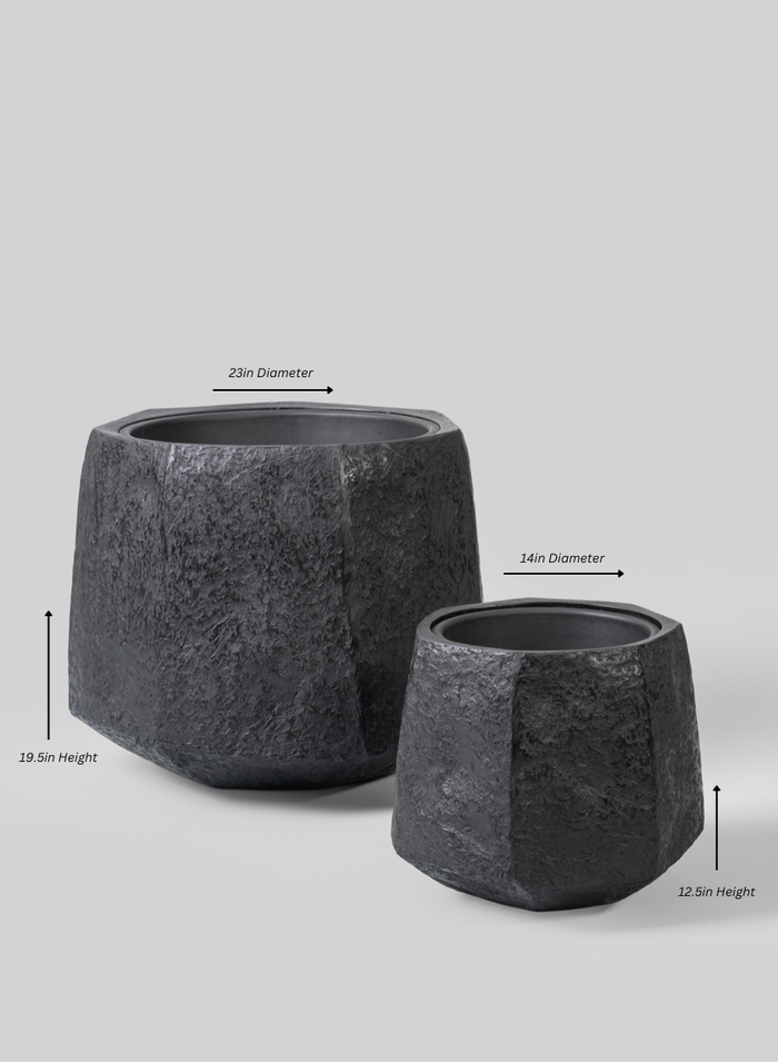 Kesari Aged Black Fiberglass Planter Decor Jamali Garden