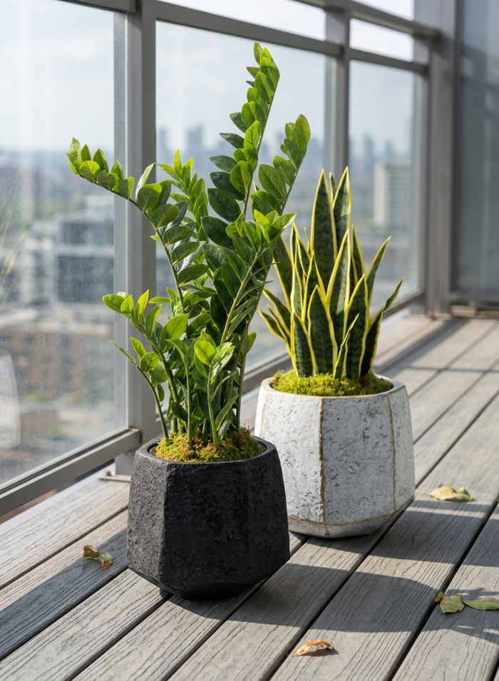 Kesari Aged Black Fiberglass Planter Decor Jamali Garden