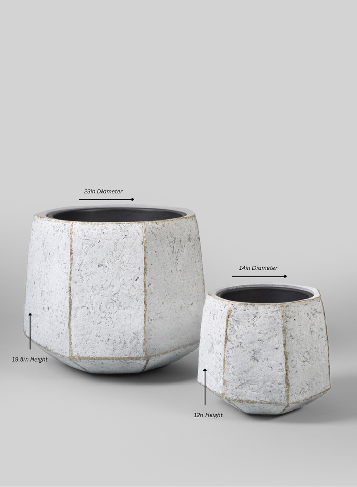 Kesari Aged White Fiberglass Planter Decor Jamali Garden