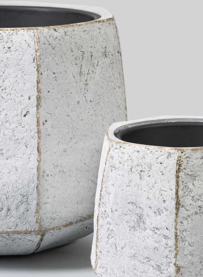 Kesari Aged White Fiberglass Planter Decor Jamali Garden
