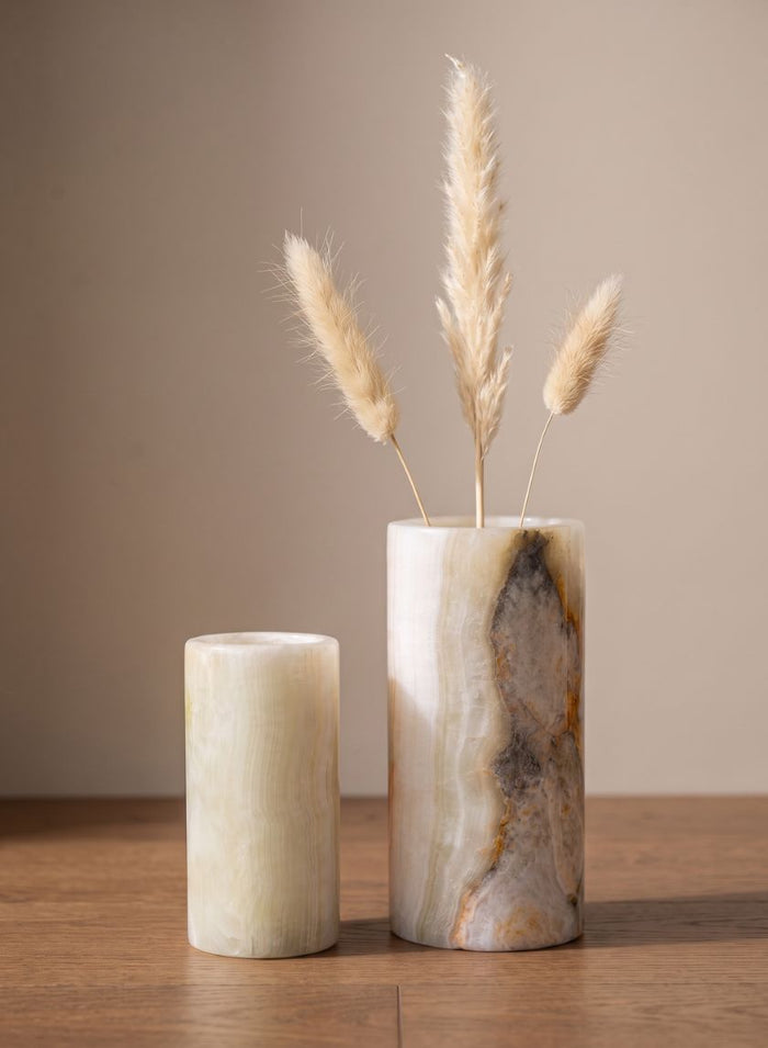 Khyber White Onyx Cylinder Decor Jamali Garden