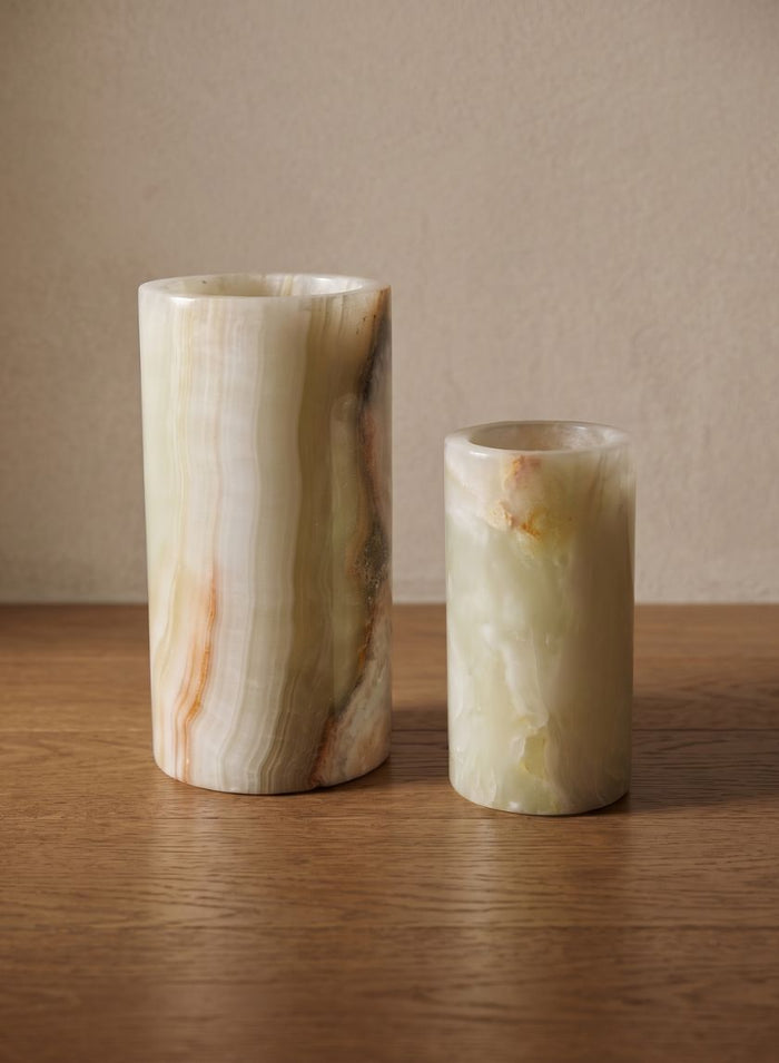 Khyber White Onyx Cylinder Decor Jamali Garden