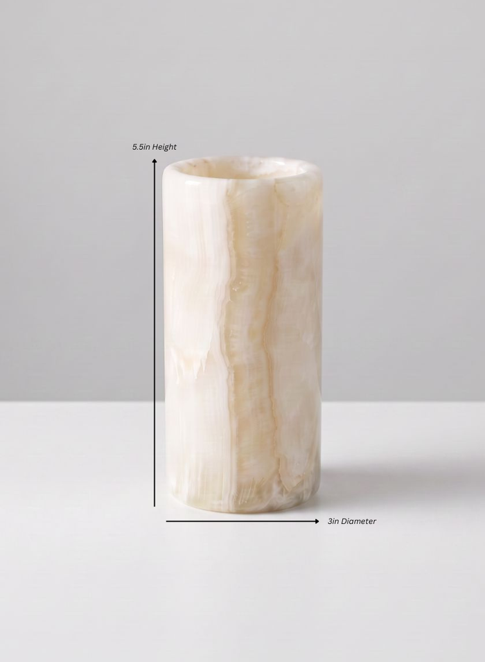 Khyber White Onyx Cylinder Decor Jamali Garden White 5.5in Tall EACH