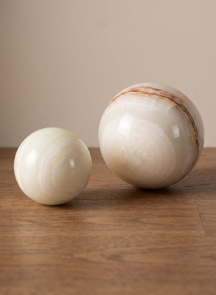 Khyber White Onyx Sphere Ball Decor Jamali Garden