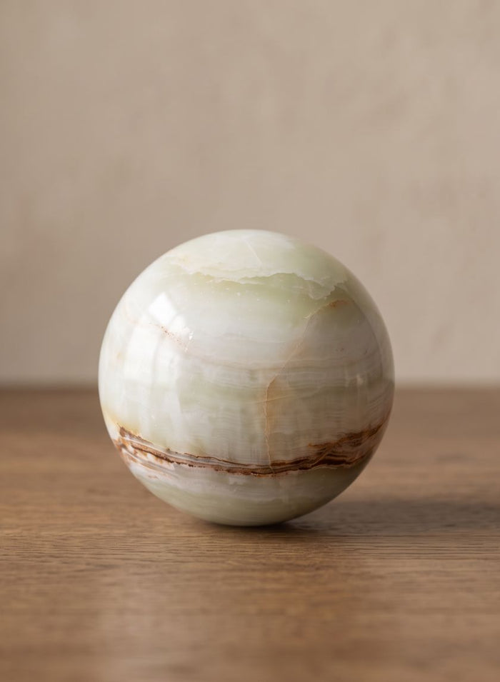 Khyber White Onyx Sphere Ball Decor Jamali Garden