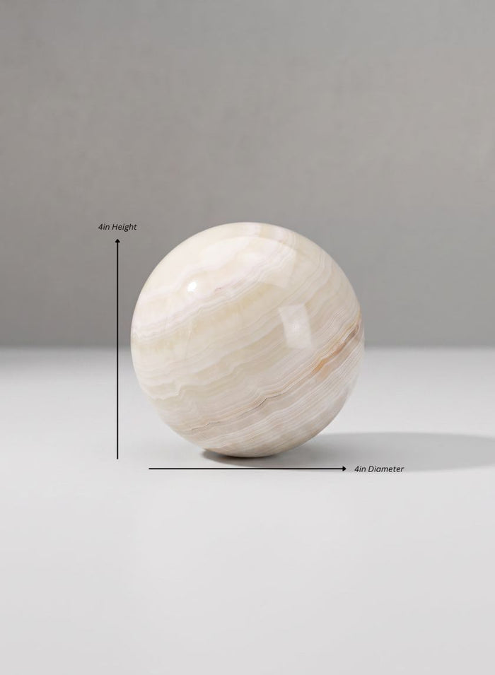 Khyber White Onyx Sphere Ball Decor Jamali Garden White 4in Round EACH