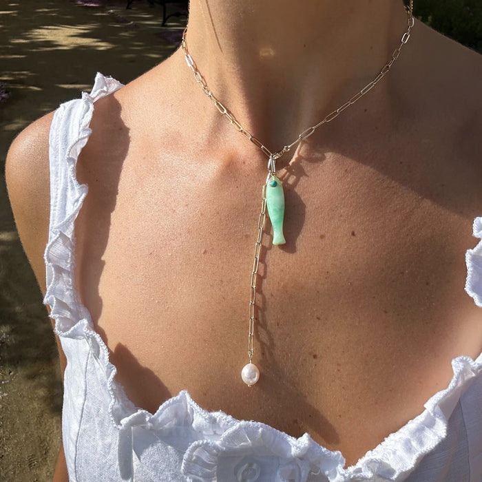 Lea Pearl Lariat Necklace