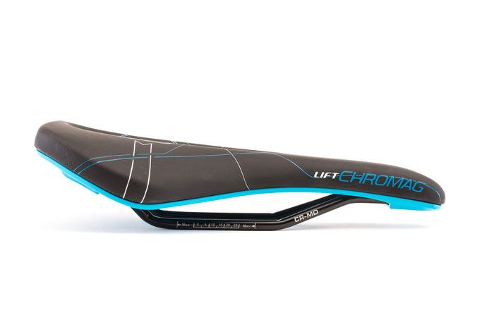 Lift MTB Black Blue side. Saddle Chromag Mountain Bike Seat