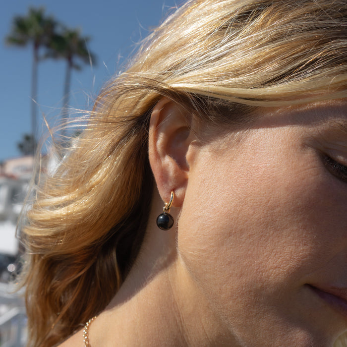 Lucille Onyx Hoop Earrings