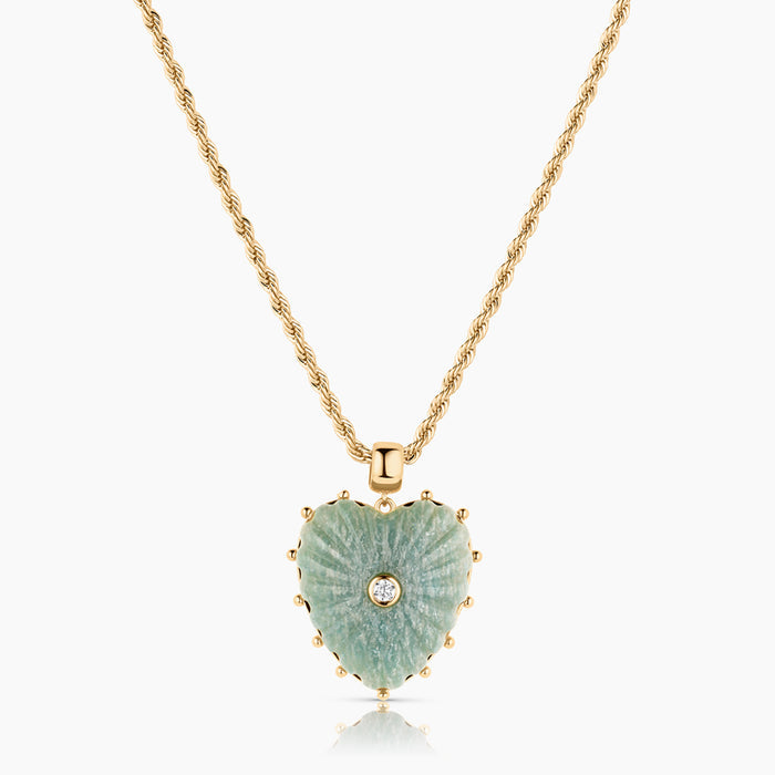 Malene Amazonite Heart Rope Necklace