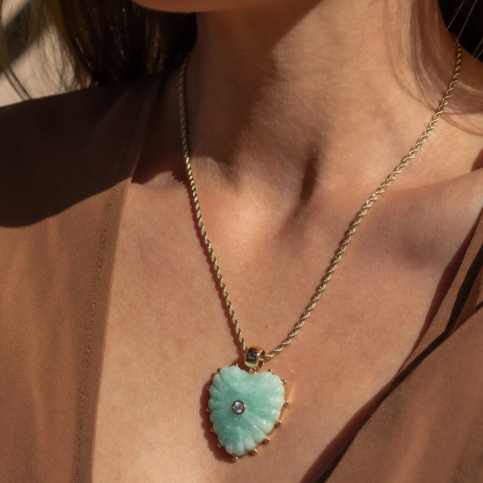 Malene Amazonite Heart Rope Necklace