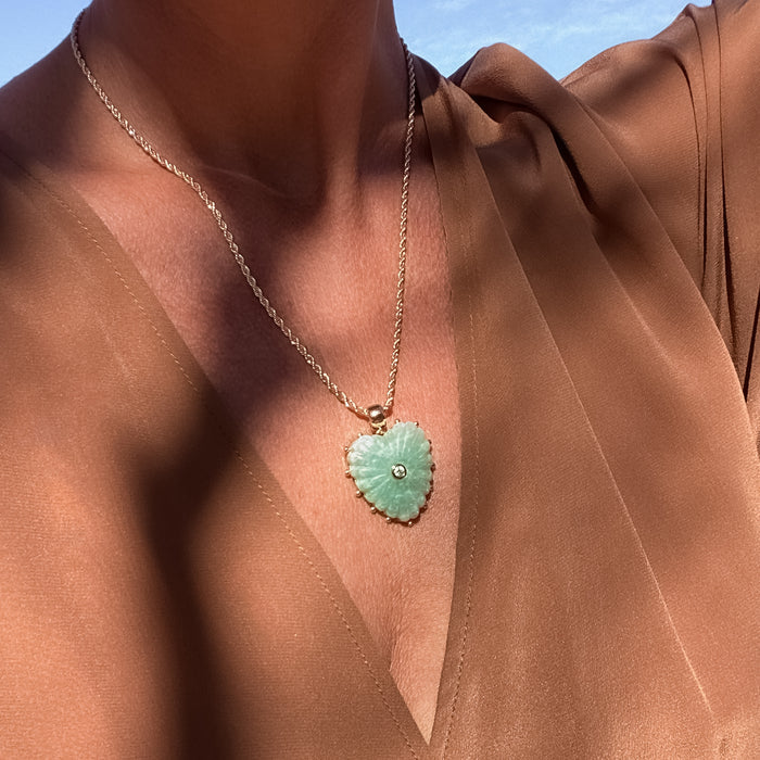 Malene Amazonite Heart Rope Necklace