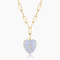Malene Blue Lace Heart Clip Necklace