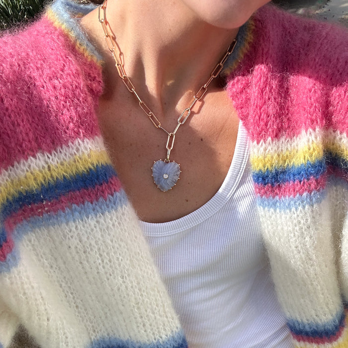 Malene Blue Lace Heart Clip