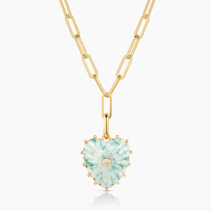 Malene Green Dot Heart Clip Necklace